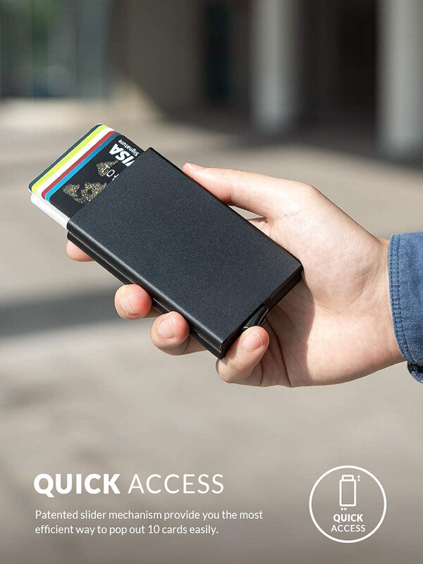 2022 새로운 카드 케이스 금속 RFID NFC 보호 카드 지갑 남자 지갑 10 카드에 대 한 더블 알루미늄 카드 케이스