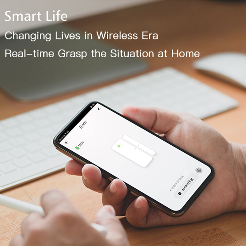 Smart WiFi Door Sensor, Detector de Janela, Abrir e Fechar, Sem Fio, Home Security Supplies