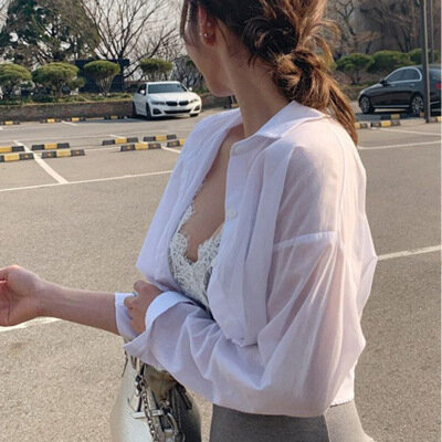 Shirts Blouses Vrouwen Fashion Casual Tops Vrouw Turn Down Kraag Wit Losse Lange Mouw Blouse Ol Stijl Shirt Simple Top blauw