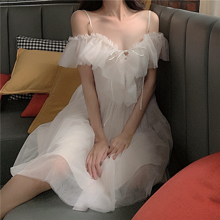 Sexy Süße Lolita Frau Fee Spitze Kleid Off Schulter Bandage Viktorianischen Kleid Kawaii Mädchen Prinzessin Tee Party Loli Cosplay
