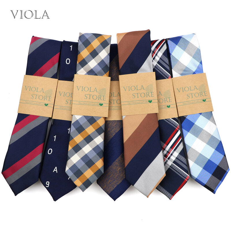Gravata de poliéster xadrez Paisley masculina, gravata estreita, terno smoking magro, acessório de camisa, presente para homens, 61 cores, listrada, xadrez, 6cm