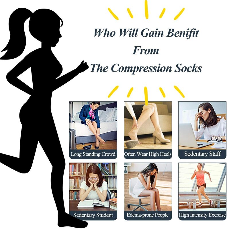 Meias de compressão para homens e mulheres, meias de compressão engraçadas para edema, diabetes, varanda, corrida, maratona, esportes de corrida