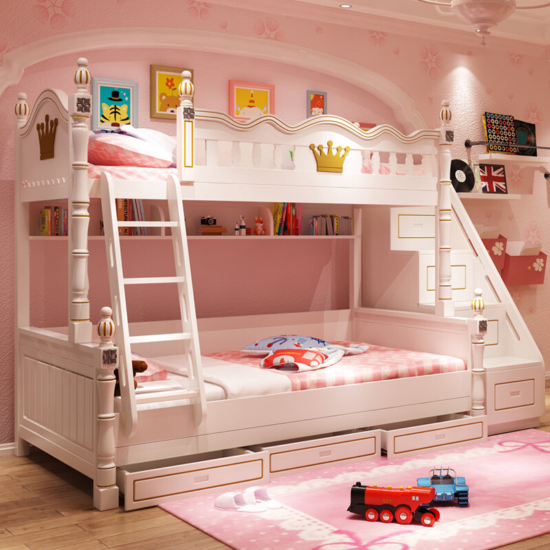 女の子のための調節可能な高さベッド,白いパンク,寝室