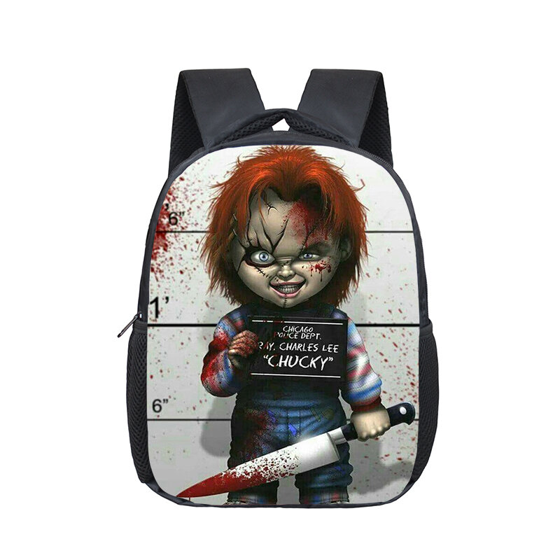 Petit sac à dos de film d'horreur pour enfants, sac d'école de dessin animé, cadeau pour enfants, jeu d'enfant Chucky Kindergarten bettalk, 12"