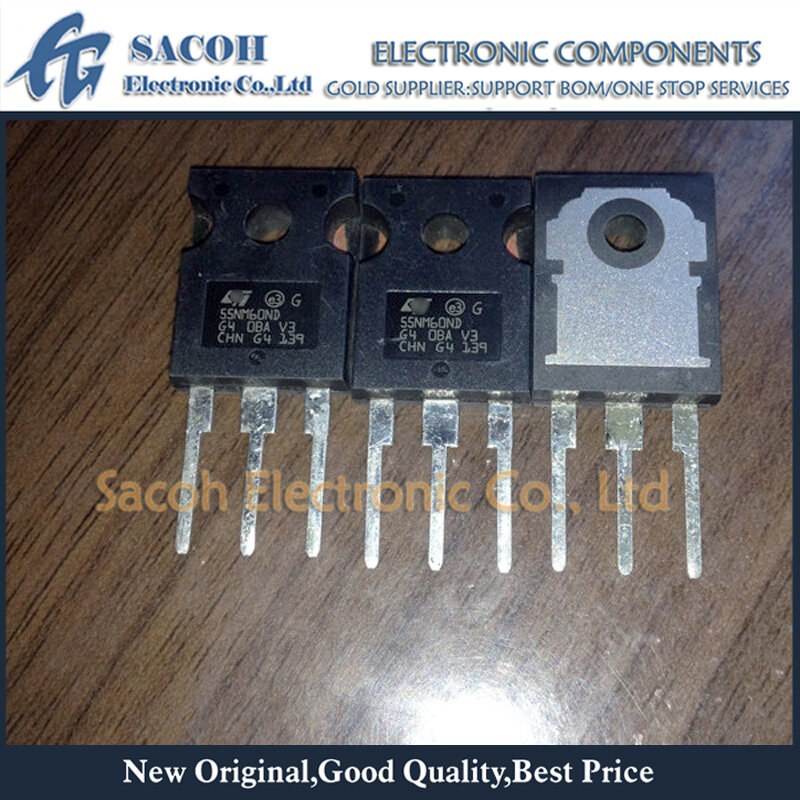 Composants électroniques de transistor MOSFET à canal N, STW55NM60N, 55NM60N, STW55NM60ND, 55NM60ND, TO-247, 5l'autorisation, 600V, nouveau, original, lot de 5 pièces