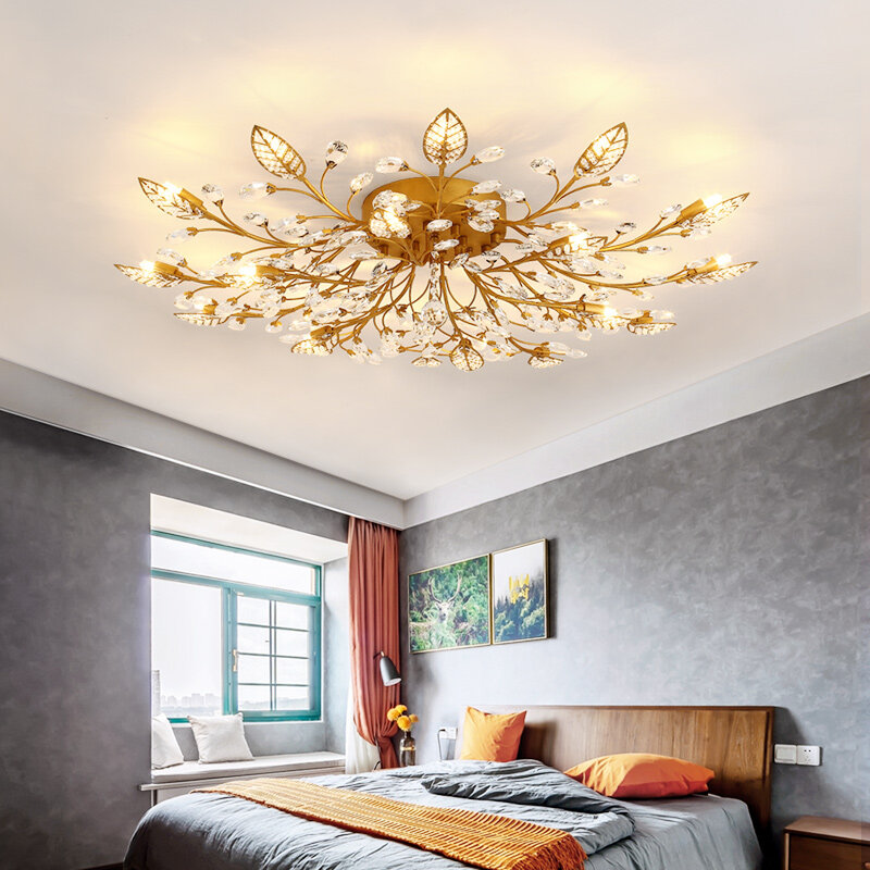 Candelabro de Cristal para techo, lámpara LED de Cristal para sala de estar, dormitorio, cocina, accesorio de iluminación interior