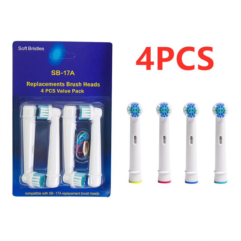4Pcs สำหรับ Oral B หัวแปรงสีฟัน Sensitive Clean SB-17A Fit Advance Power/Pro สุขภาพ/Triumph/3D excel/Vitality Precision Clean