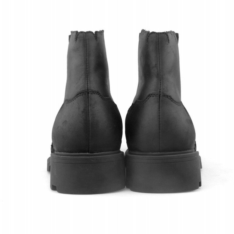 Negócios luxo brogue sapatos masculinos rendas até genuíno couro de vaca tornozelo inglaterra estilo inverno moda preto plataforma botas 39-44