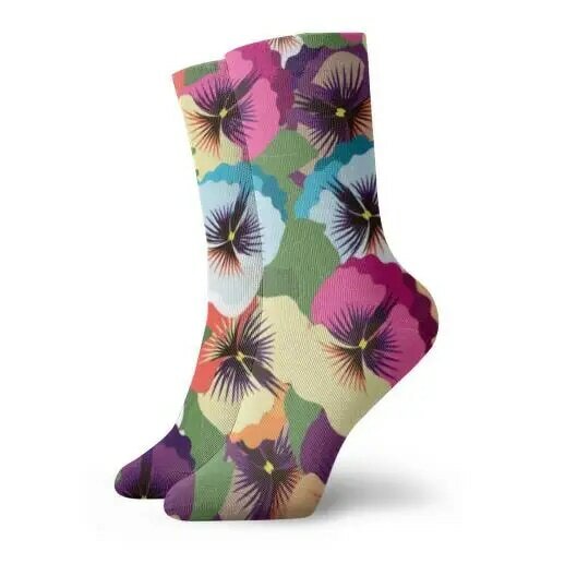 NOISYDESIGNS Mode Kawaii Socken Floral Print Stiefmütterchen Blumen Knöchel Kurze Socken Für Dame Mädchen Sommer Frühling Socken Frauen Neue
