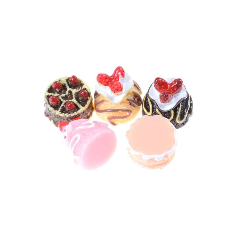 Ensemble de Simulation de Mini gâteau en résine, modèle de scène alimentaire Miniature de maison de poupée, accessoires de bricolage, 5 pièces/ensemble