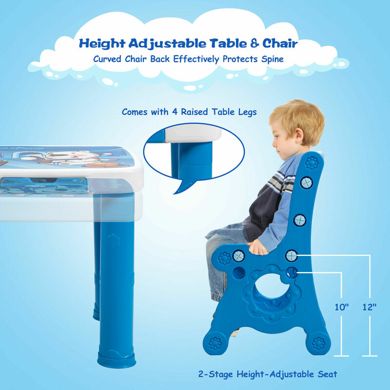 子供テーブル & 2椅子セット調整可能な活動再生デスクw/収納引き出し