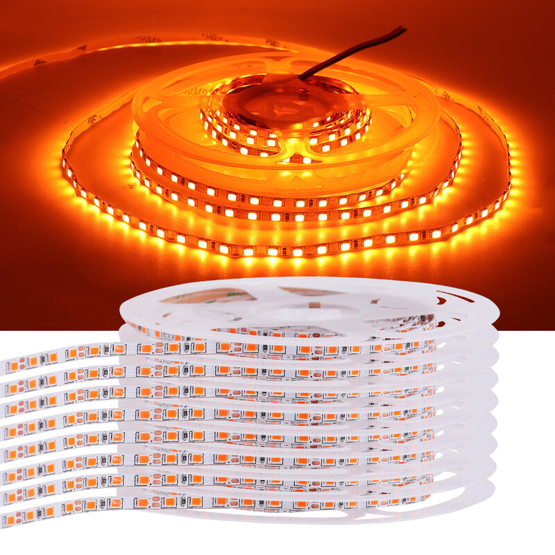 Largura estreita LED Strip Light, fita flexível, luz de fundo branca, branco quente, Natural, laranja, 4mm, 5m, 12V, 2835, 120Leds por m
