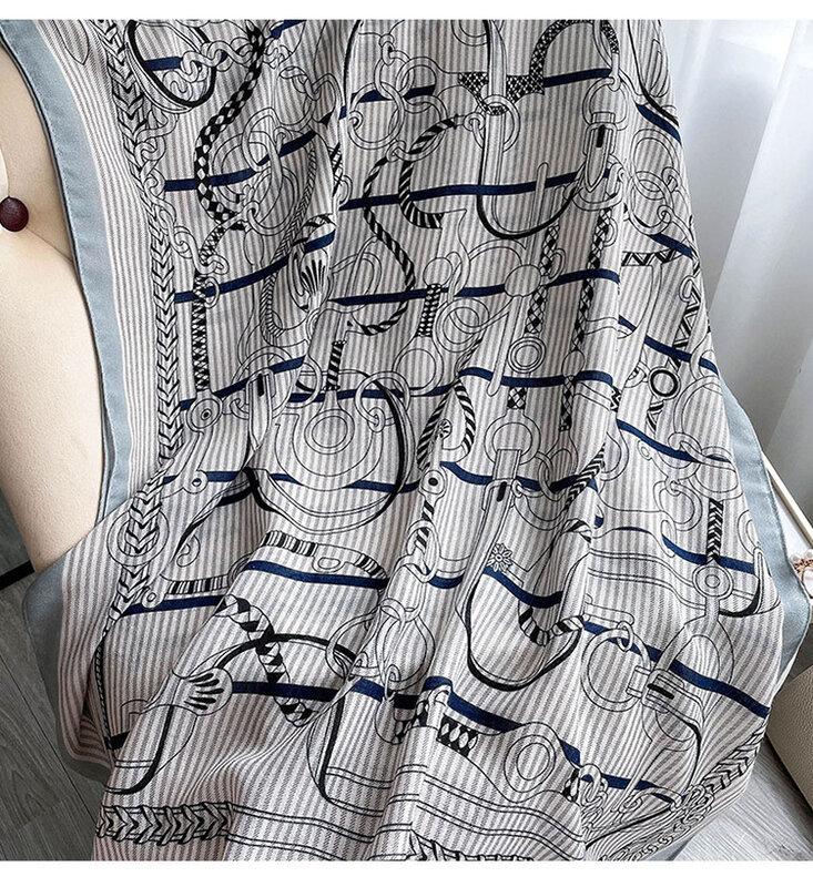 KOI – foulard long imprimé chaîne pour femme, style rétro, populaire, idéal pour la plage, cadeau de protection contre le soleil