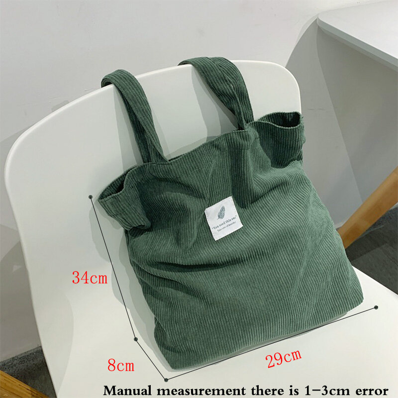 Sztruksowe torebki dla damskie torebki na ramię kobiet miękkie torby do przechowywania w środowisku wielokrotnego użytku dziewczęce mały i duży torby na zakupy