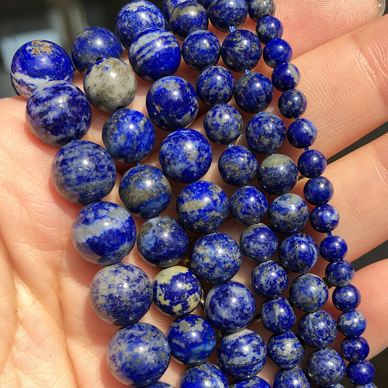 AA naturalny Lapis Lazuli kamień koraliki do tworzenia biżuterii 4 6 8 10mm okrągłe luźne koraliki DIY bransoletka 15''cali