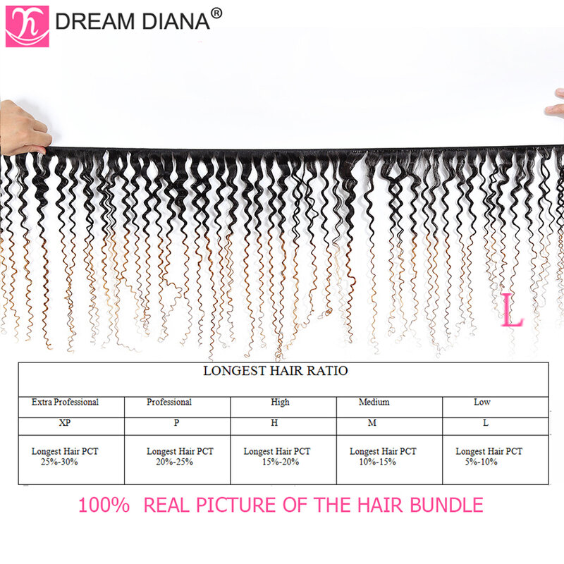 DreamDiana Ombre brazylijski perwersyjne kręcone zestawy z zamknięciem Remy kolor włosów z zamknięciem 100% Ombre ludzkie włosy z zamknięciem