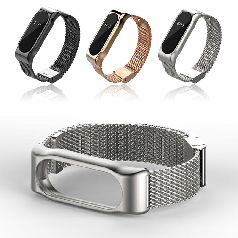 Metal Strap for Xiaomi Mi Band 2 Wrist Strap Wristband Screwless Magnetic Automatic Buckle for Mi Band Bracelet Stainless Steel