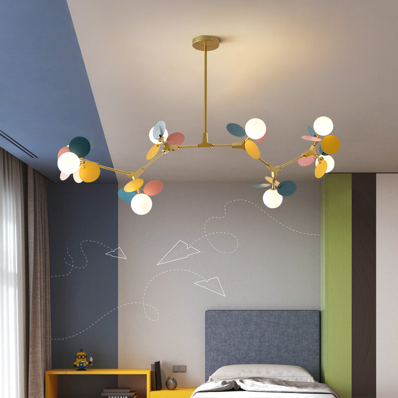 Moderne dessin animé verre lustre plafond pendentif salon lampe à main pour enfants chambre boule couleur nordique éclairage cuisine Luminaire