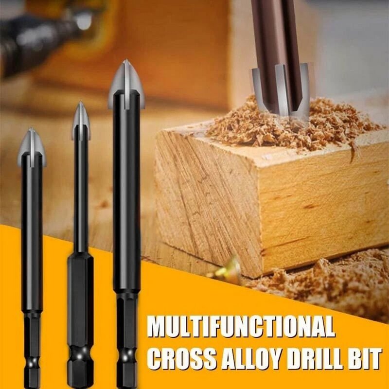 7pcs Efficient Universal Drilling Tool Multifunctional Cross Alloy Drill Bits 3mm/4mm/5mm/6mm/8mm/10mm/12mm Power Tools