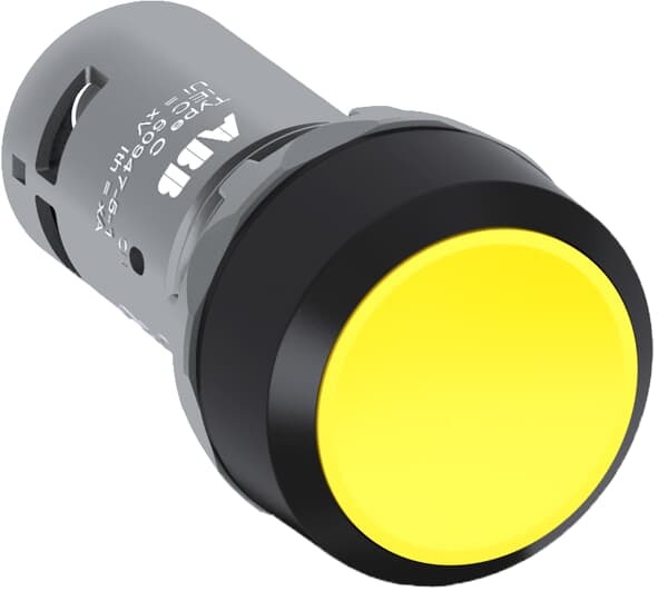 CP2-10Y-02 62000056 plastic tombol tekan kompak-dipelihara-kuning-tidak diterangi-plastik hitam-2NC