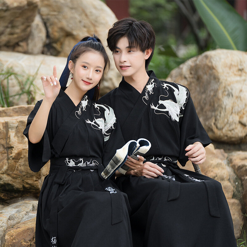 Ban Đầu Các Cặp Đôi Truyền Thống Trung Quốc Hanfu Trang Phục Kimono Nhật Bản Samurai Cosplay Quần Áo Người Hán Kiếm Sĩ Bộ Trang Phục