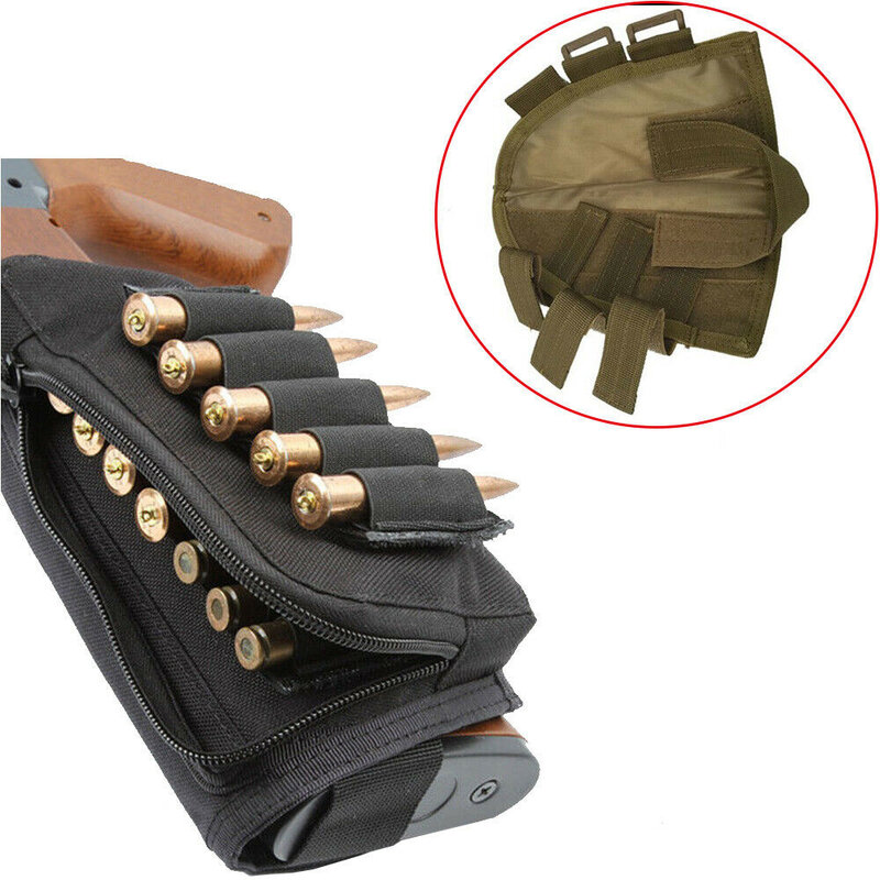 DulMuti-Functional Zipper Rifle Buttstock Pack Bag, Cheek Pad AssistShell, Mag Ammo Powder, Pocket Magazine Bandolier, Hunting