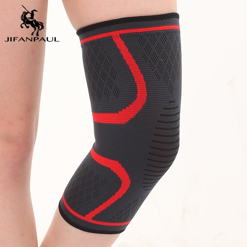 JIFANPAUL Unisex Sports Knee Pads Elastic Non-slip Thermal Nylon Knitted Protective Outdoor Cycling Mountaineering KneePads