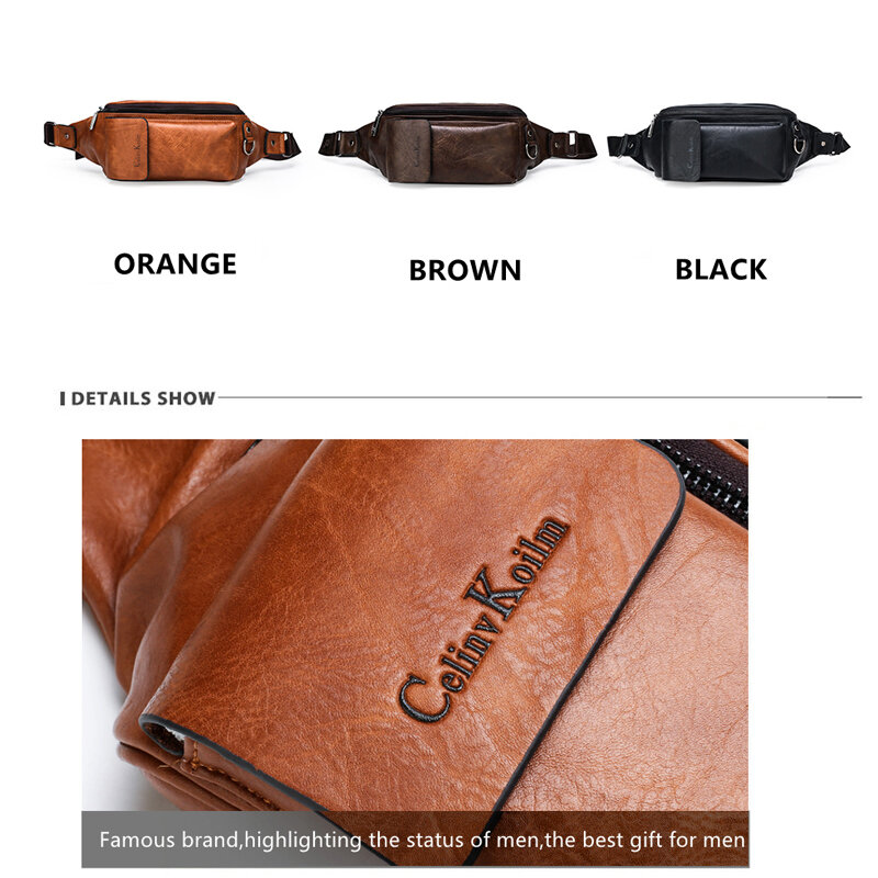 Celinv Koilm Fanny Pack for Men Water Resistant Fashion Waist Bag with Adjustable Belt Waist Pack Outdoor Crossbody Shoulder Bag