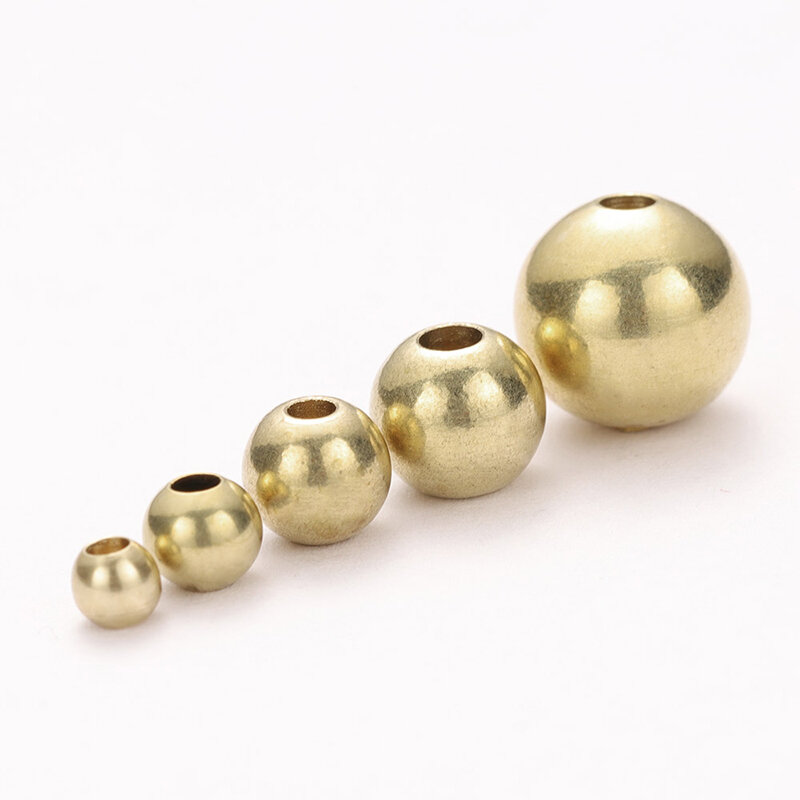Bolas redondas de latón originales para hacer joyas, abalorios de 3/4/5/6/8mm para pulseras, abalorios sueltos para collares DIY, accesorios para hacer joyas, 50 piezas