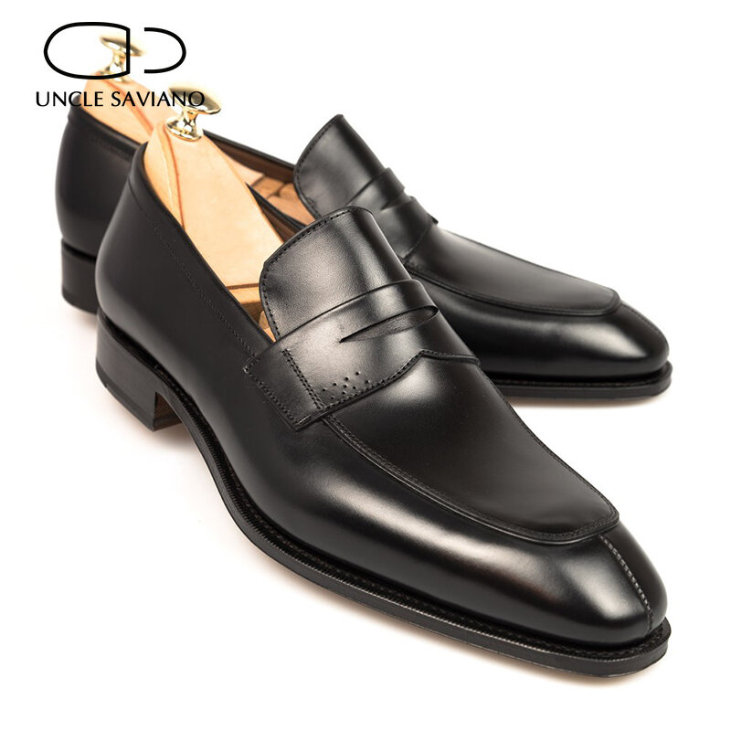 Wujek Saviano mokasyny moda pielenie sukienka męskie buty najlepszy projektant wysokiej jakości prawdziwej skóry ręcznie robione buty do biura dla mężczyzn