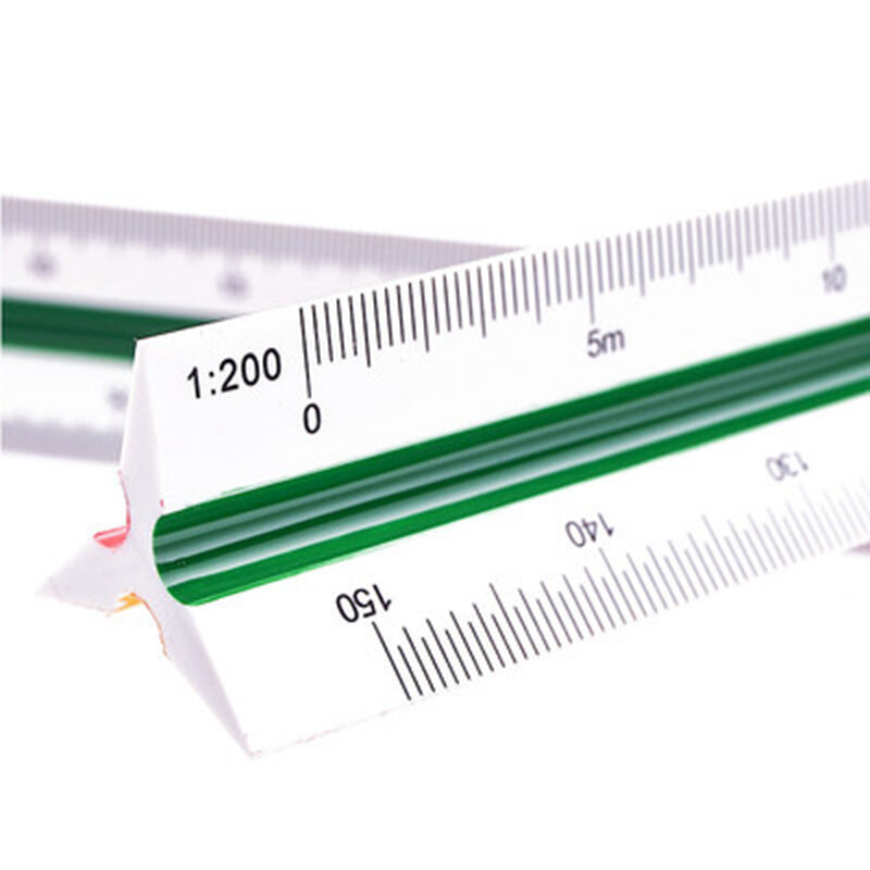 DEZI 30cm Triangular Scale Ruler 1:20-1:500 Alloy/Metal/Plastic Straight Ruler Clear Architect/Engineer Accurate Technical Scale