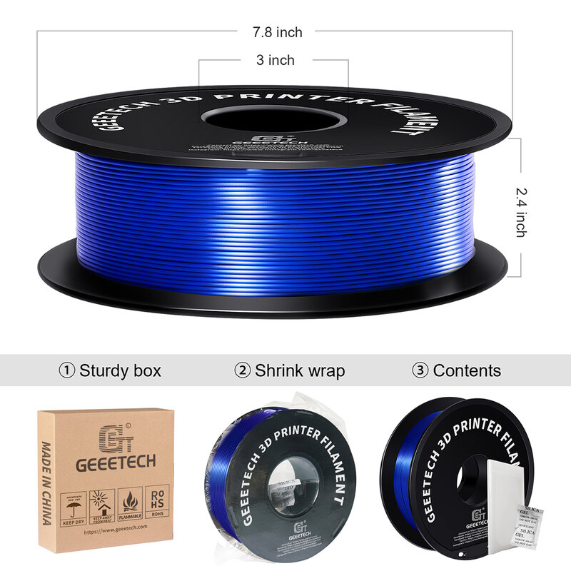 GEEETECH 3d Silk PLA Filament 1kg1.75mm Spool Wire For 3D Printer Material,Safety, Vacuum packaging, special color, Bubble free