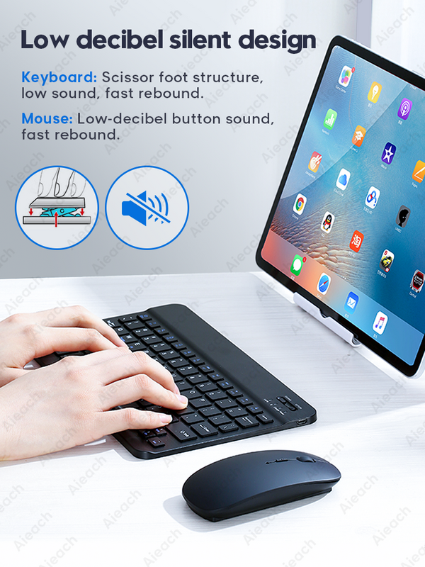 Tablet teclado sem fio para ipad samsung xiaomi huawei teclado compatível com bluetooth e mouse para ios android windows