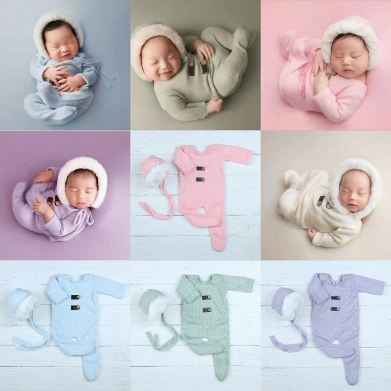 Neugeborenen Fotografie Requisiten Baby Junge Mädchen Romper Body Outfit Hut Fotografie Baby Studio Schießen Requisiten Kleidung