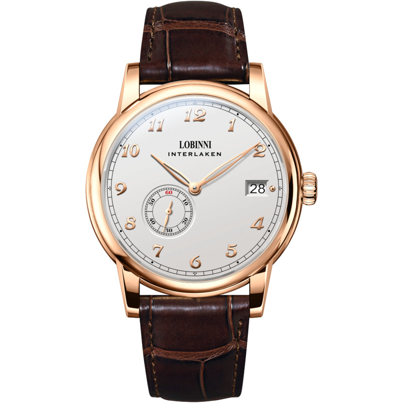 Lobinni-Reloj de pulsera mecánico Ulththin para hombre, cronógrafo automático de lujo, resistente al agua hasta 50m, correa de cuero con espejo de zafiro
