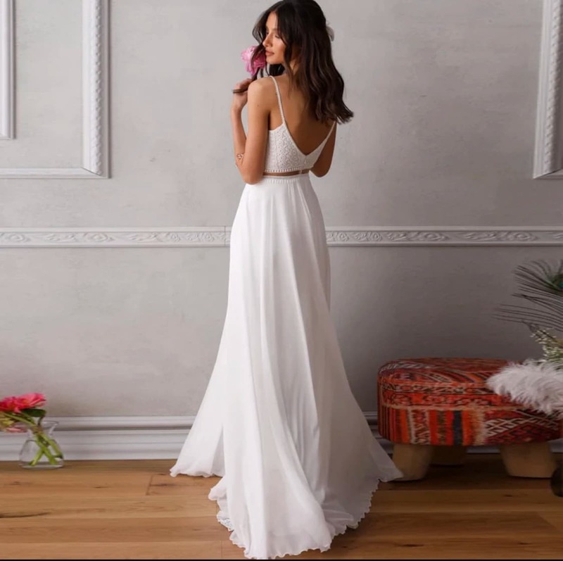 2024 Simple Boho Wedding Dresses 2 Pieces A-Line Spaghetti Straps Backless Sleeveless Elegant Bridal Gowns Vestidos De Noiva New