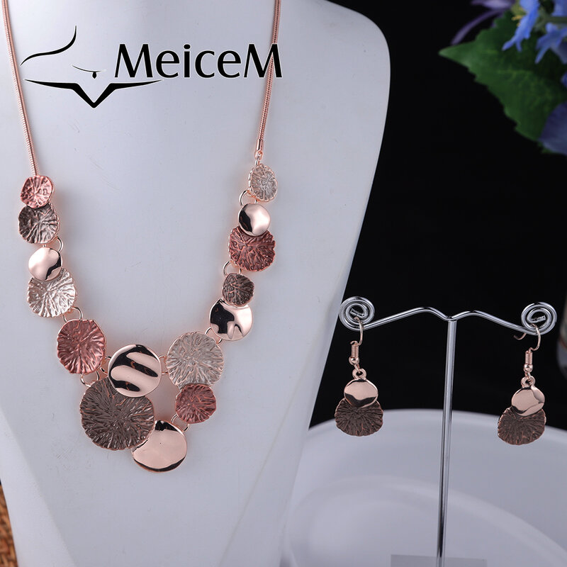 MeiceM-Conjunto de collar con colgante grande para mujer, joyería de moda, conjuntos de collares de Color plateado para mujer 2022