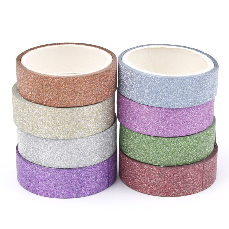 3M Glitter Rainbow Warna Solid Jepang Masking Washi Lengket Kertas Tape Perekat Printing DIY Scrapbooking Deco Washi Tape