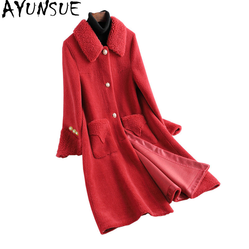 Ayunsue-羊の形をしたロングコート,エレガントなジャケット,女性,秋冬,2021ウール,韓国スタイル,Gxy423