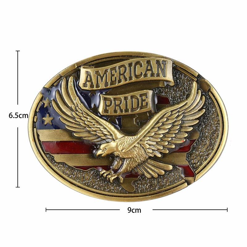 American Pride ทองแดงเข็มขัดหัวเข็มขัดสำหรับ Man Western คาวบอยหัวเข็มขัดเข็มขัด Custom Alloy กว้าง4ซม.