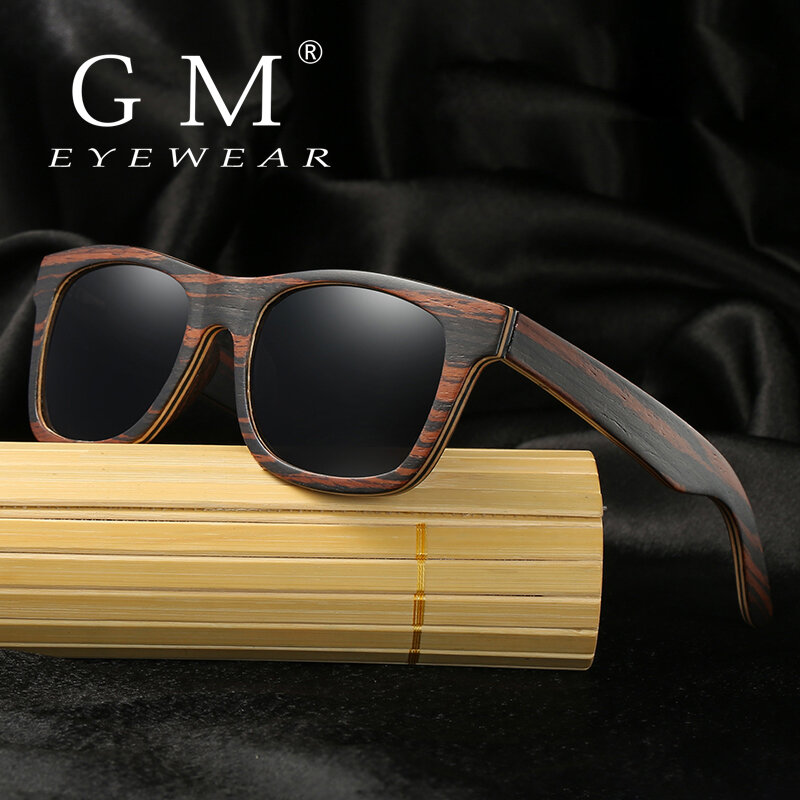 Occhiali da sole in legno fatti a mano GM occhiali da sole in bambù fatti a mano polarizzati e supporto DropShipping/fornire immagini S043