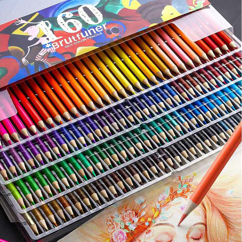 Профессиональные масляные цветные карандаши 48/72/120/150/160/180 цветов, набор акварельных красок, цветной набор, художественная живопись, эскизы, ...