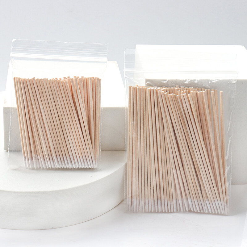 Disposable Ultra-small Cotton Swab Lint Free Micro Brushes Wood Cotton Buds Swabs Eyelash Extension Glue Removing Tools