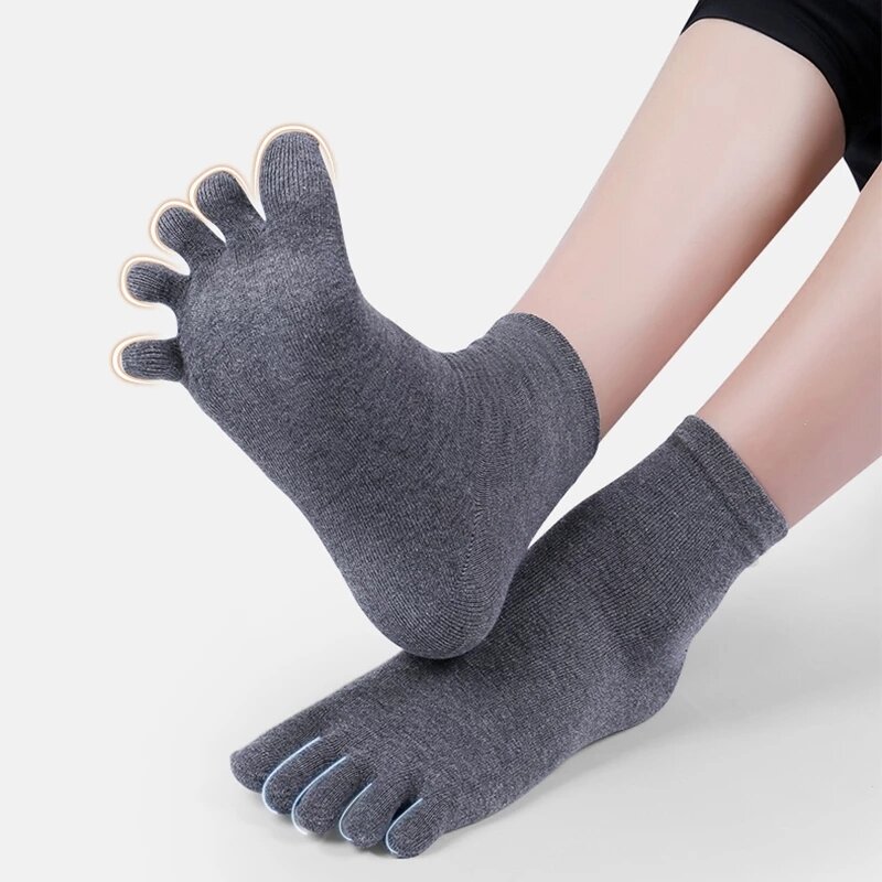 Calcetines de cinco dedos de alta calidad para hombre y mujer, medias transpirables absorbentes del sudor con punta dividida, de algodón, Hip-Hop, divertidos y felices