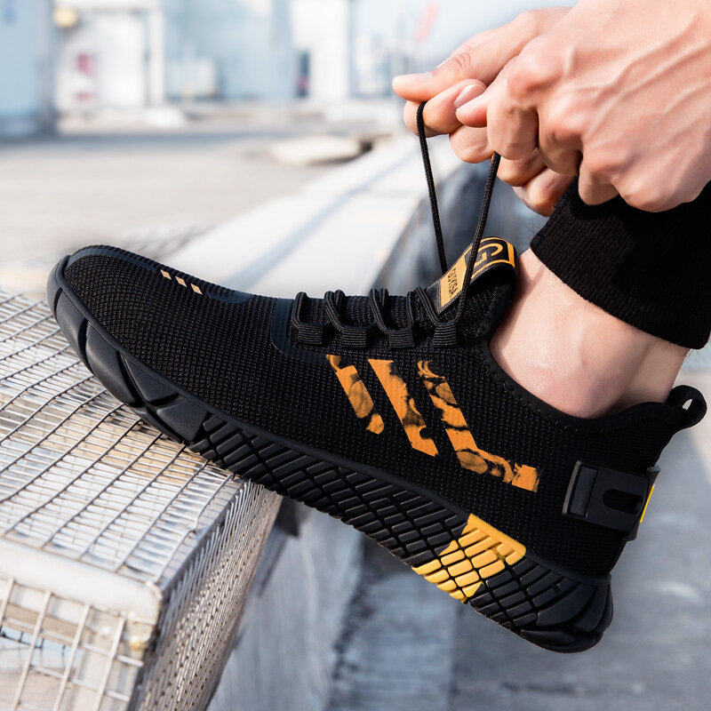 2020ใหม่ Breathable ผู้ชายรองเท้าเพื่อความปลอดภัย Steel Toe ลื่นรองเท้าทำงานทำลายรองเท้าเจาะหลักฐานทำงา...
