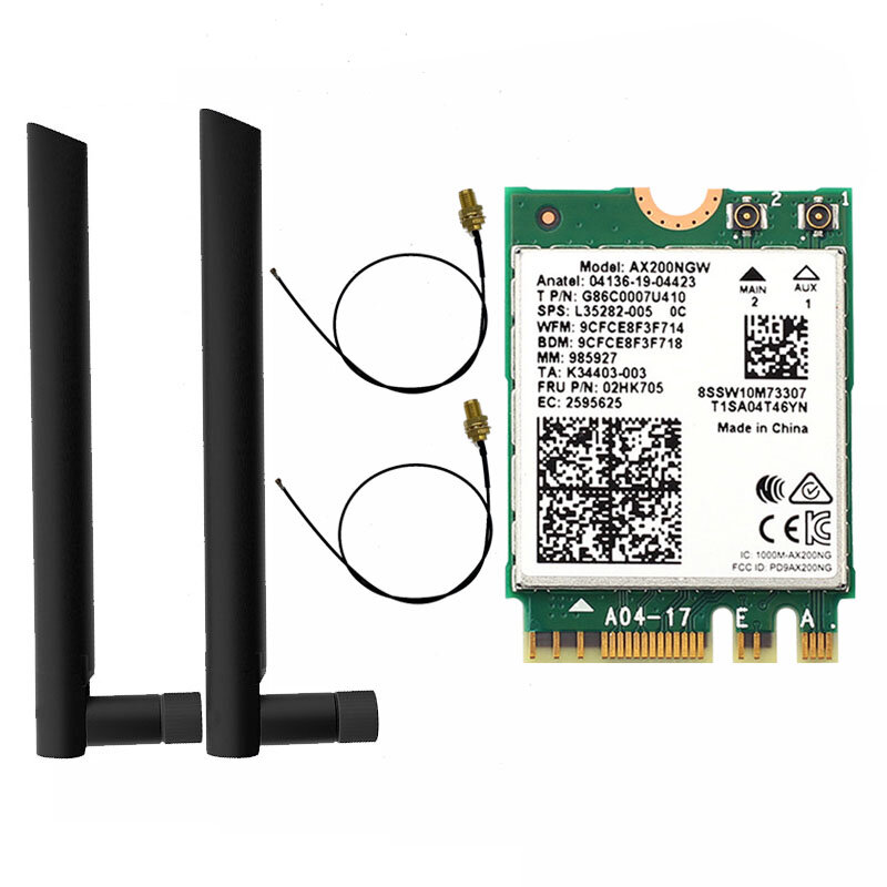Intel Ax200 Wifi 6 M 2 2.4G/5G Bluetooth 5.0 802 Desktop Kit. Ax200ngw Kartu Nirkabel Adaptor Antena 11ax/Ac 3000Mbps Dual