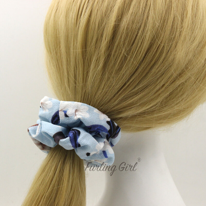 Furling Girl 1PC rododendron Printing Hair Scrunchies Azaleas Floral Elastic Hair Bands Hair Ponytail Holder Rope per le donne