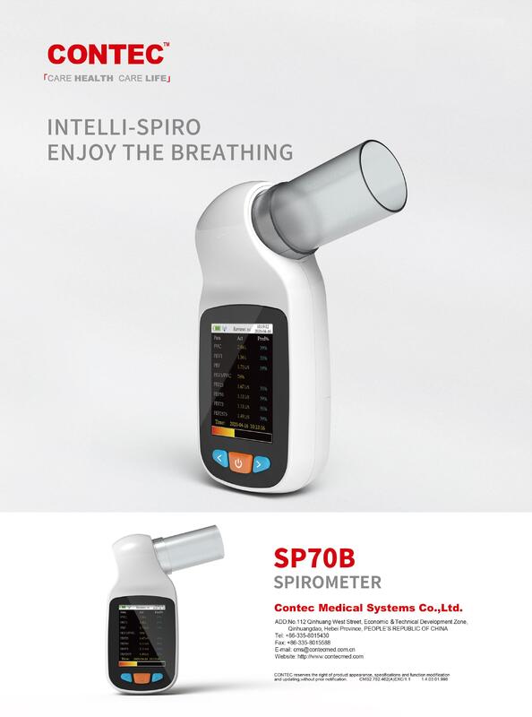 Contec SP80B/70B Spirometer Handheld Digitale Piek Flowmeter Bluetooth Tester Voor Long Volume Functie Kleurenscherm