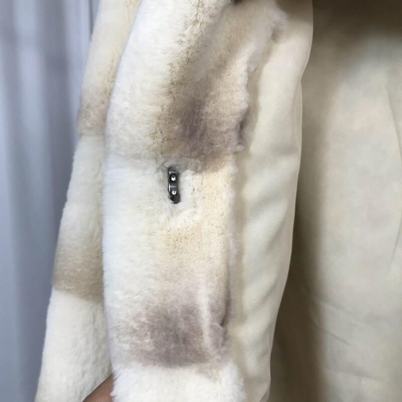 女性のためのウサギの毛皮のコート,女性のための立っている襟,暖かい,本物の,贅沢,新しいコレクション,冬,2022