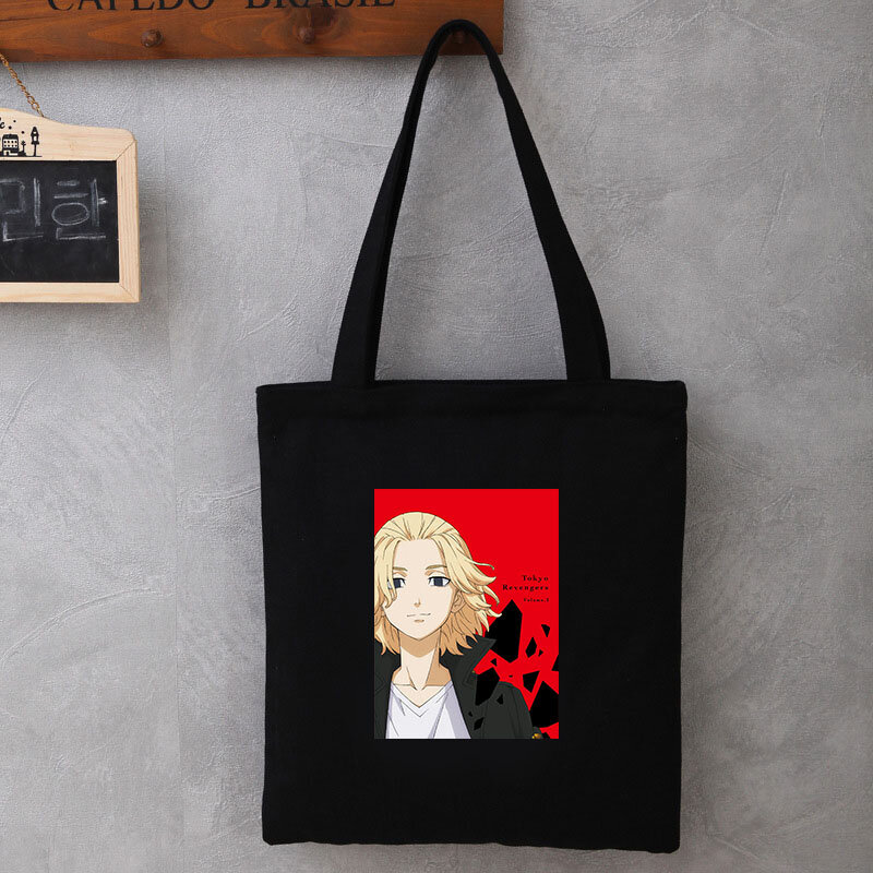 Tokyo Revengers Shopping Bags Canvas Bag Travel Designer Handbags Reusable Fabric Shoulder Shopper Woman Printed Tote Bag